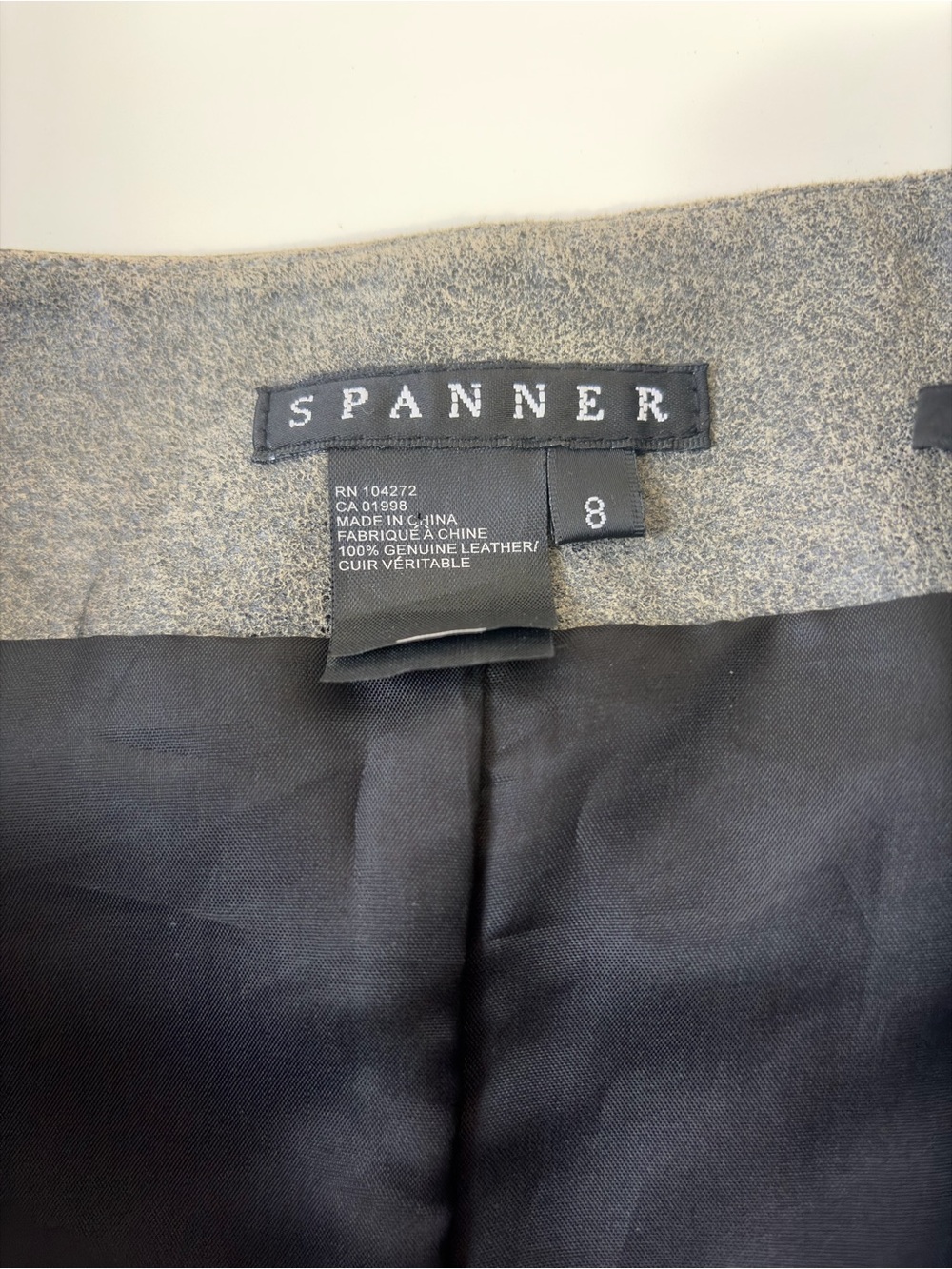 SPANNER 100% Genuine Leather Asymmetrical Skirt Size 8 Gray Y2K - Picture 5 of 8